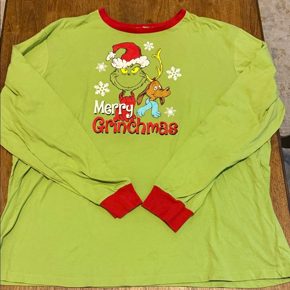 Merry Grinchmas Long Sleeve Tee - Green and Red - Picture 1 of 3